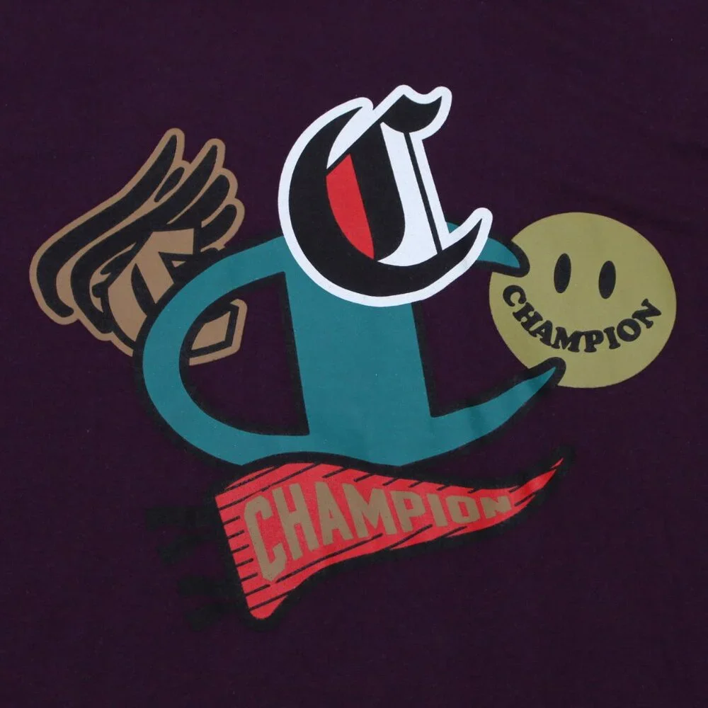 Champion Graphic Shirt‎ Mens XL Purple Athleisure Cotton Short Sleeve Pullover - Picture 2 of 9